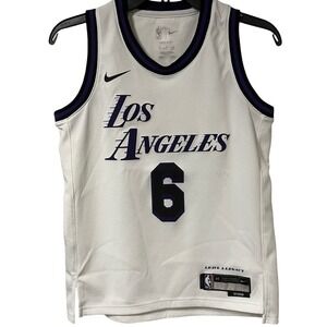 NWOT Nike Swingman LeBron James Lakers #6 City Edition Jersey White Youth Medium